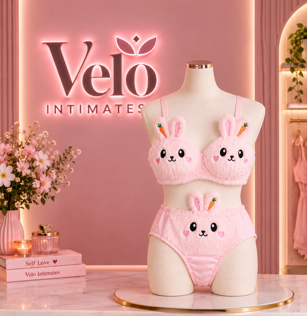 Fluffy Bunny Bra & Panty Set