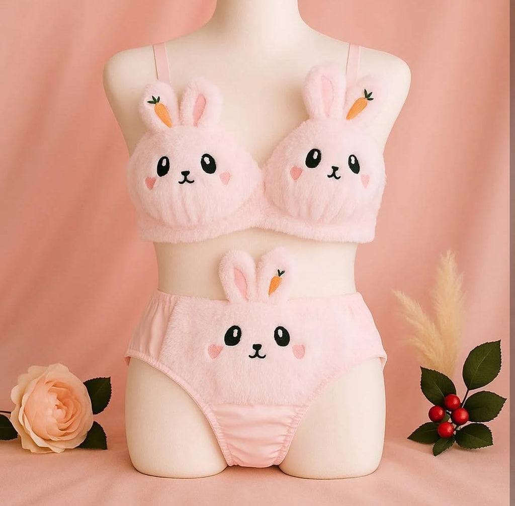 Fluffy Bunny Bra & Panty Set