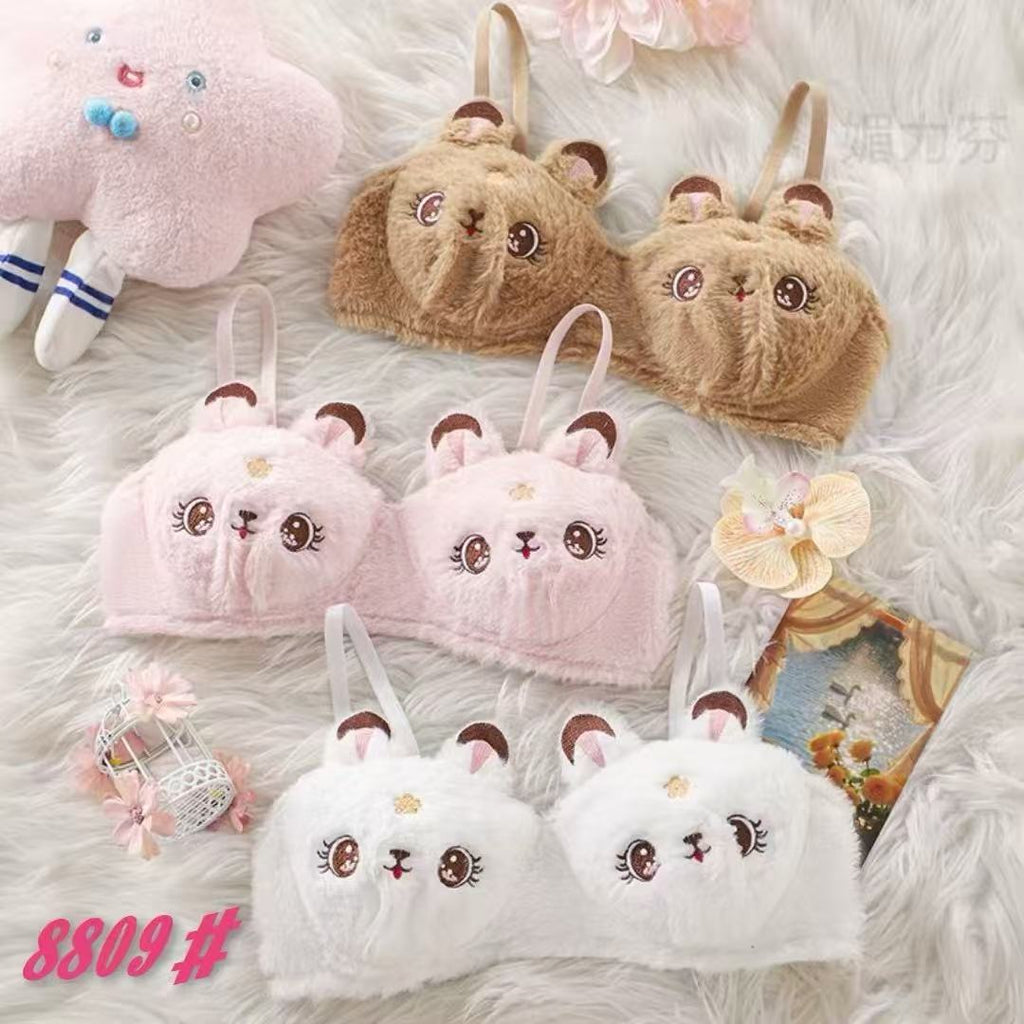 Fluffy Bear Face Bra & Panty Set