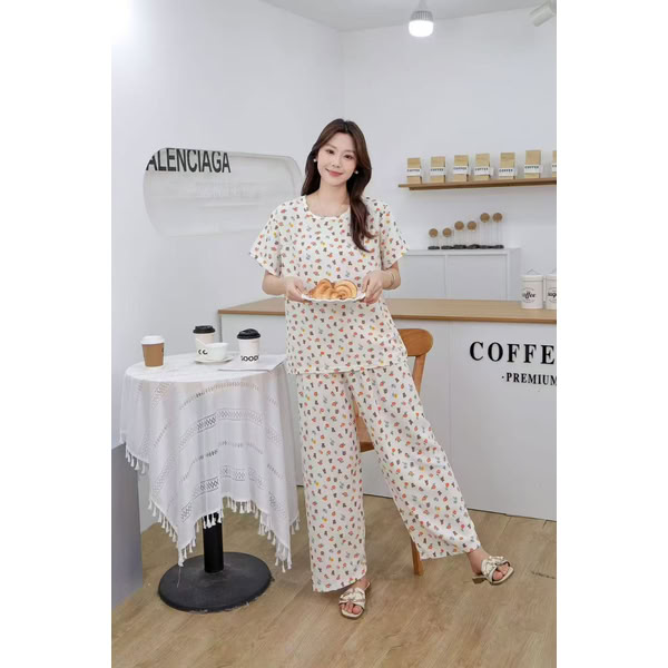 Casual Cotton Night Suit A3 for Women – Soft 2-Piece Sleepwear Set by Velo Intimates Women’s casual cotton night suit a3 – 2-piece printed shirt and trouser set in China cotton fabric by Velo Intimates